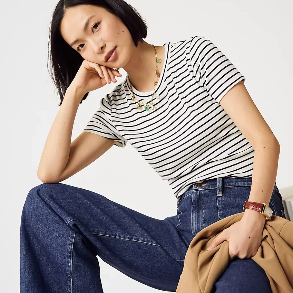 Women's Drapey Rib Fitted Short Sleeve Mini T-Shirt