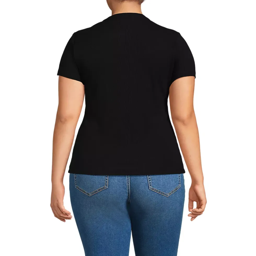 Women's Drapey Rib Fitted Short Sleeve Mini T-Shirt