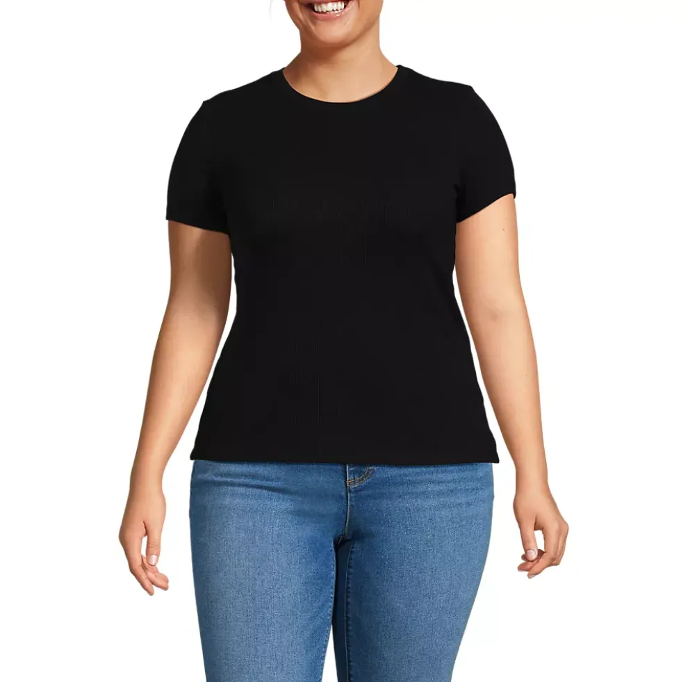 Women's Drapey Rib Fitted Short Sleeve Mini T-Shirt