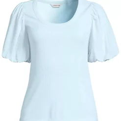 Women's Drapey Rib Puff Sleeve Scoop Neck Top