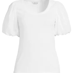 Women's Drapey Rib Puff Sleeve Scoop Neck Top