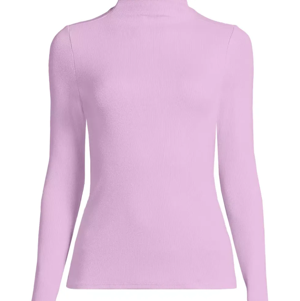 Women's Drapey Rib Skimming Long Sleeve Mock Neck