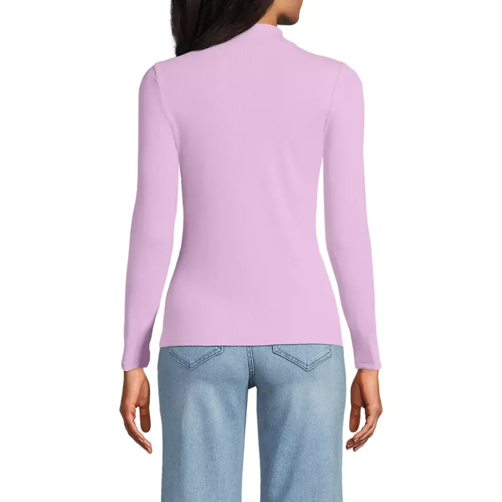 Women's Drapey Rib Skimming Long Sleeve Mock Neck