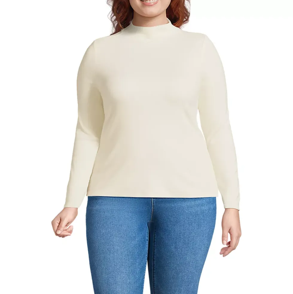 Women's Drapey Rib Skimming Long Sleeve Mock Neck