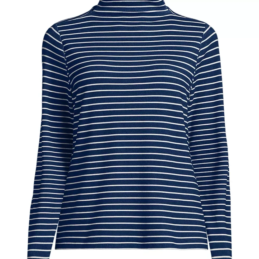 Women's Drapey Rib Skimming Long Sleeve Mock Neck