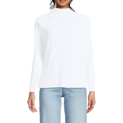 Women's Drapey Rib Skimming Long Sleeve Mock Neck