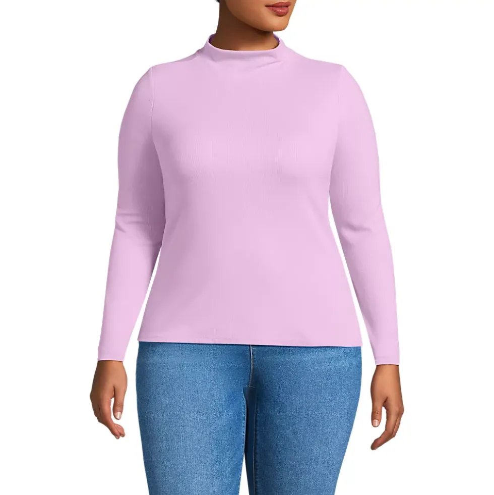 Women's Drapey Rib Skimming Long Sleeve Mock Neck