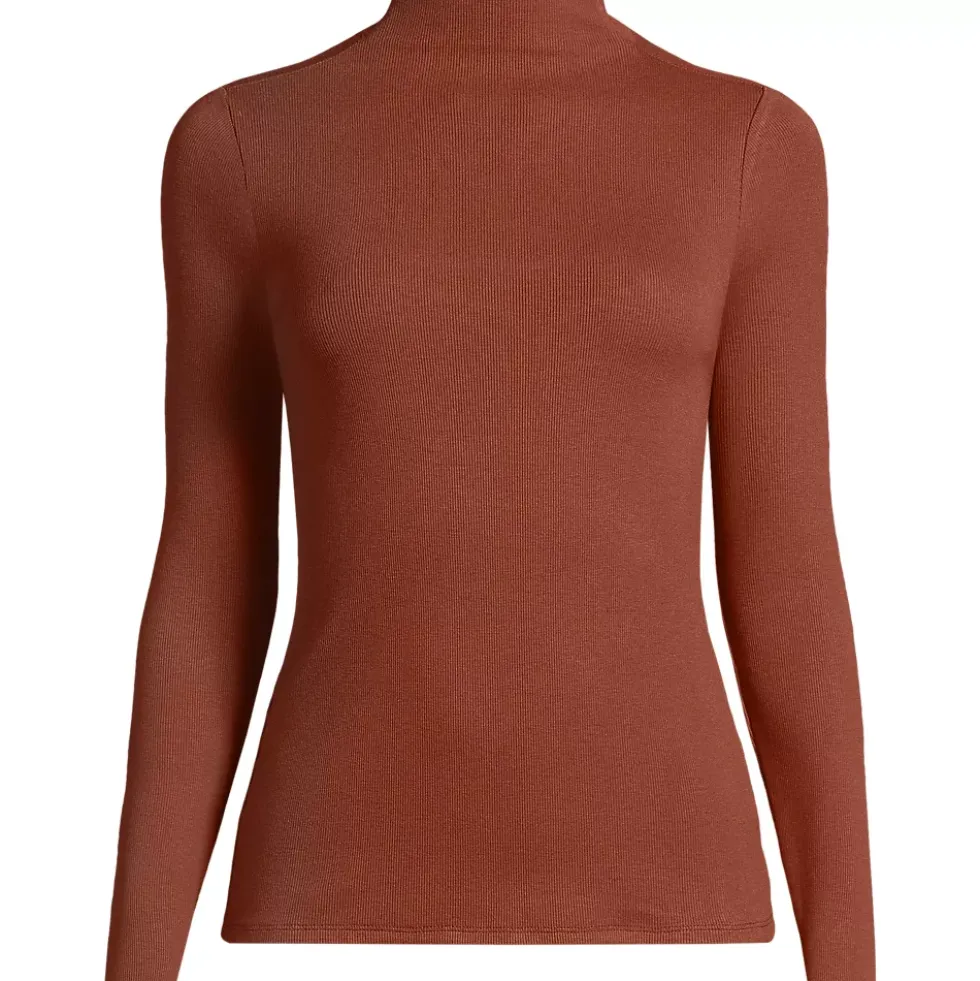 Women's Drapey Rib Skimming Long Sleeve Mock Neck
