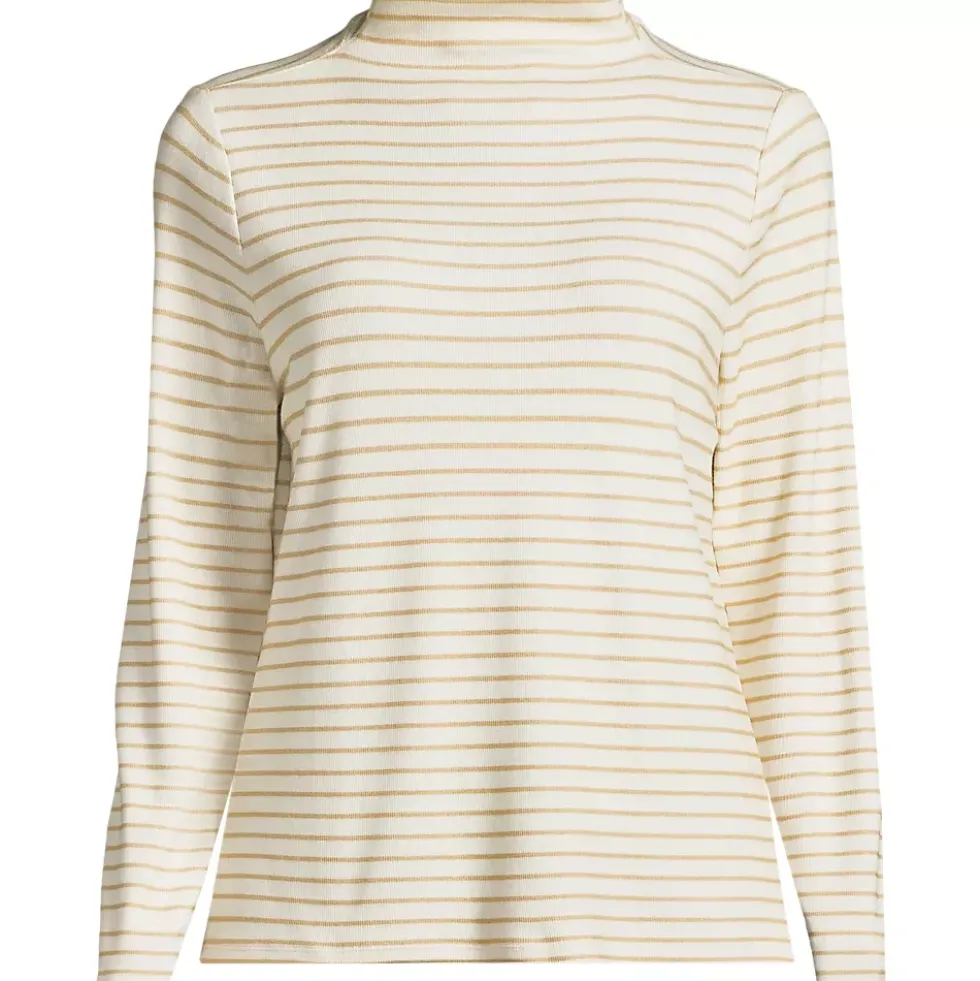 Women's Drapey Rib Skimming Long Sleeve Mock Neck
