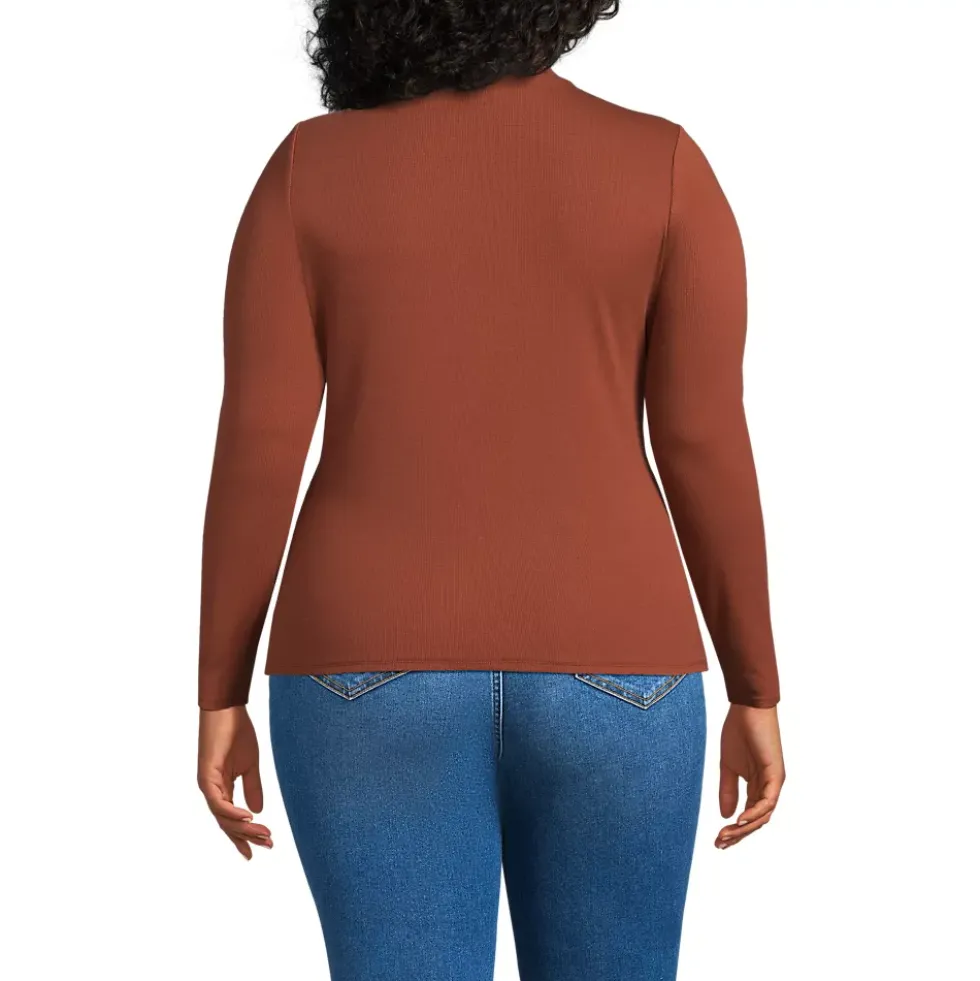 Women's Drapey Rib Skimming Long Sleeve Mock Neck