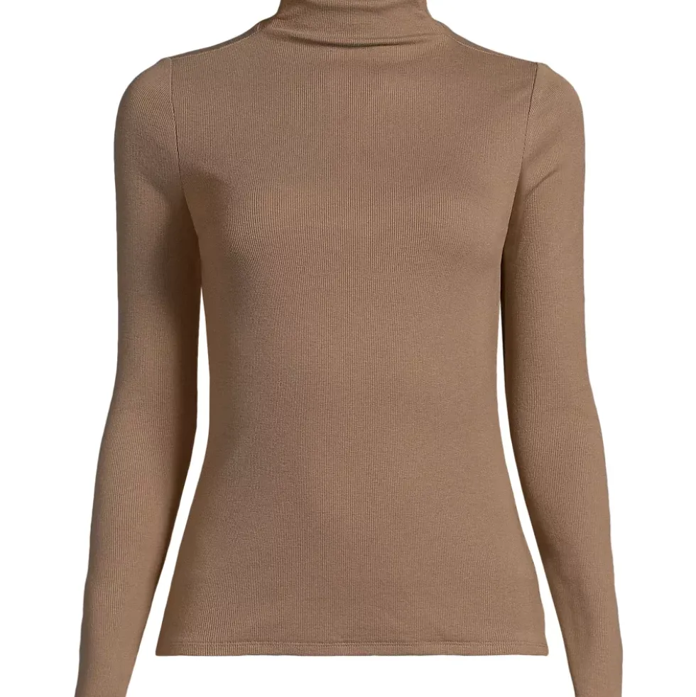 Women's Drapey Rib Skimming Long Sleeve Mock Neck