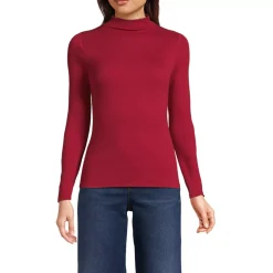 Women's Drapey Rib Skimming Long Sleeve Mock Neck