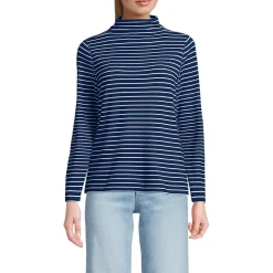 Women's Drapey Rib Skimming Long Sleeve Mock Neck