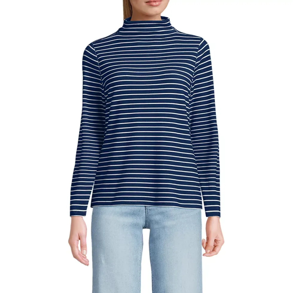 Women's Drapey Rib Skimming Long Sleeve Mock Neck