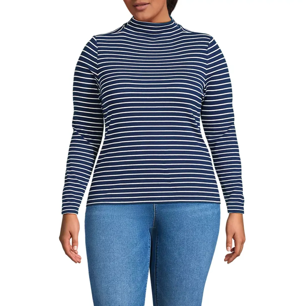 Women's Drapey Rib Skimming Long Sleeve Mock Neck
