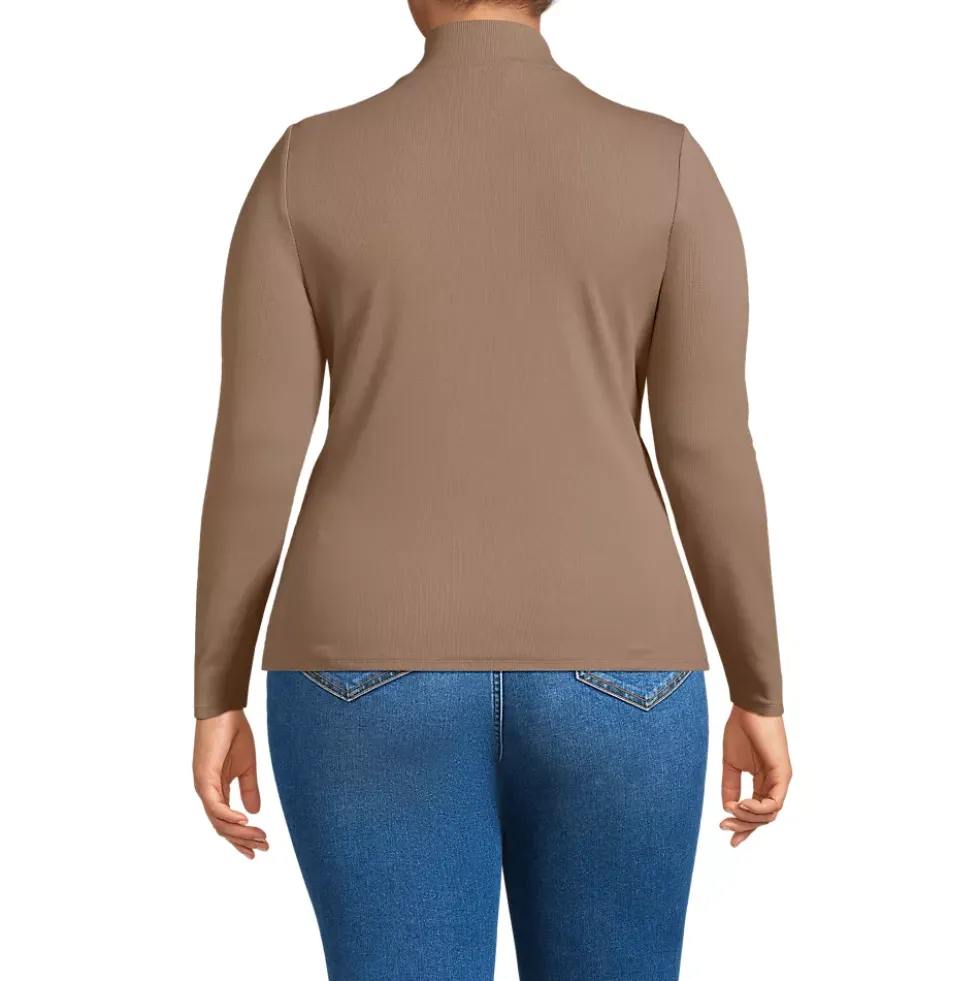 Women's Drapey Rib Skimming Long Sleeve Mock Neck