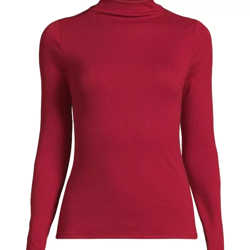Women's Drapey Rib Skimming Long Sleeve Mock Neck