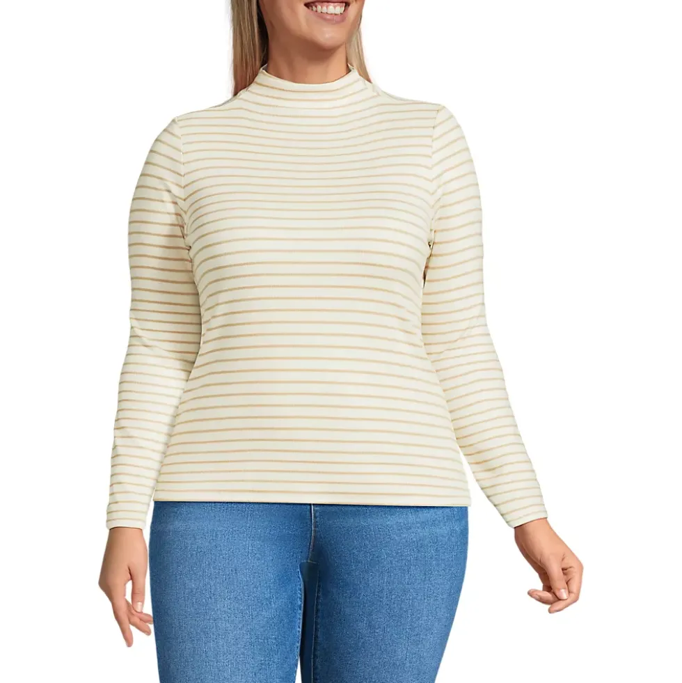 Women's Drapey Rib Skimming Long Sleeve Mock Neck