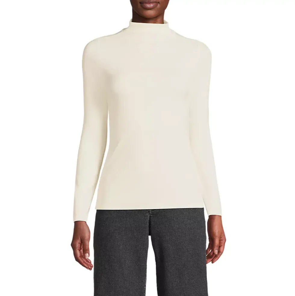 Women's Drapey Rib Skimming Long Sleeve Mock Neck