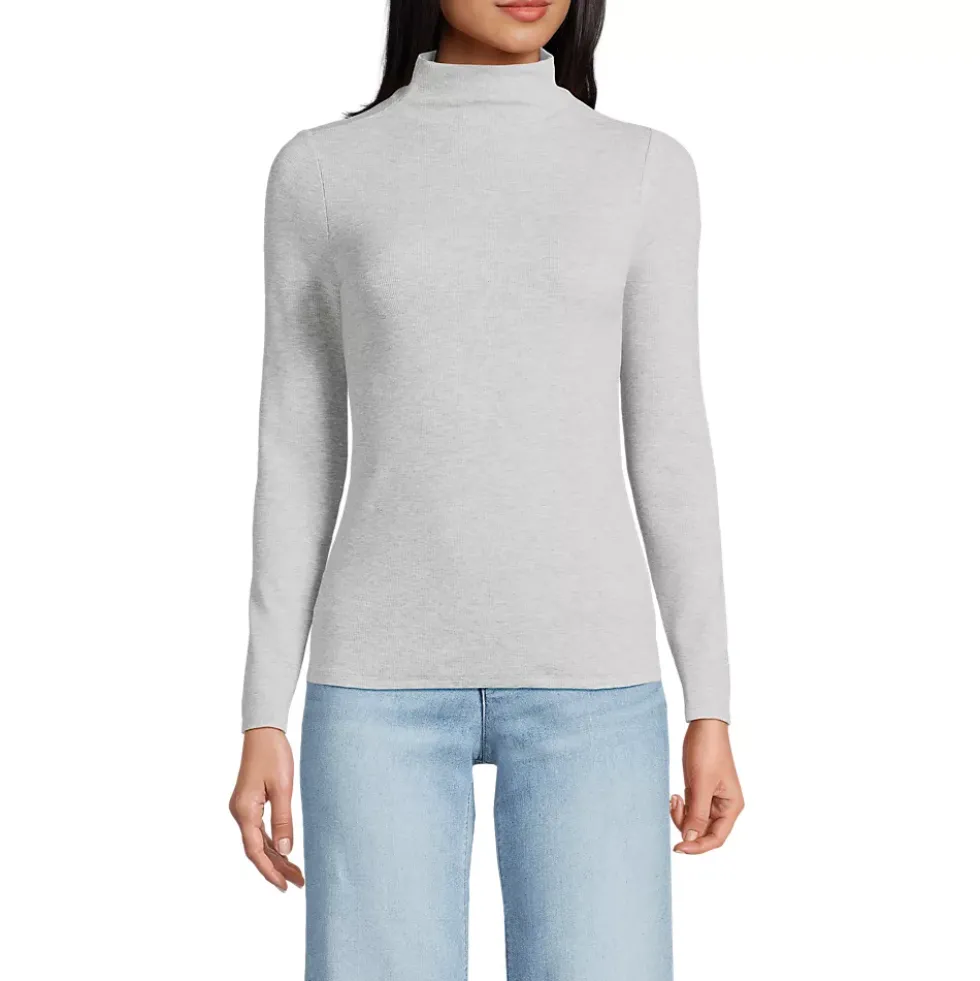 Women's Drapey Rib Skimming Long Sleeve Mock Neck