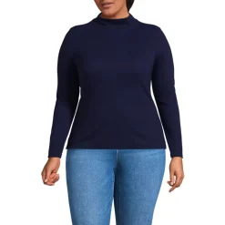 Women's Drapey Rib Skimming Long Sleeve Mock Neck