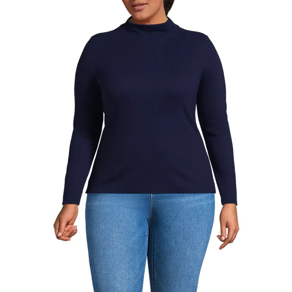 Women's Drapey Rib Skimming Long Sleeve Mock Neck
