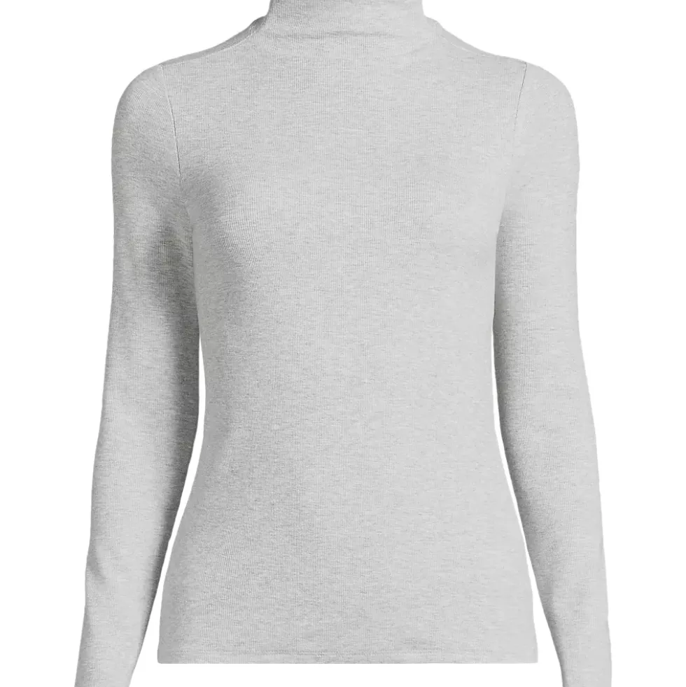 Women's Drapey Rib Skimming Long Sleeve Mock Neck