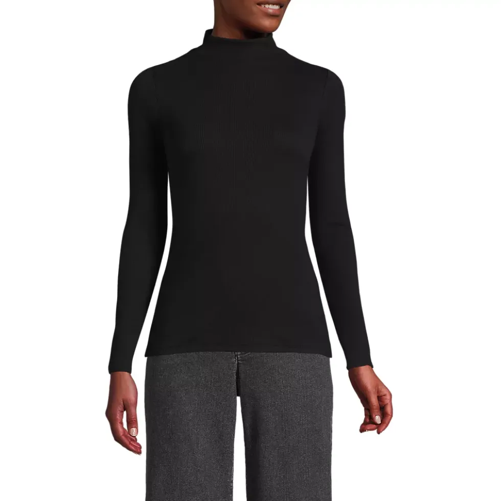 Women's Drapey Rib Skimming Long Sleeve Mock Neck