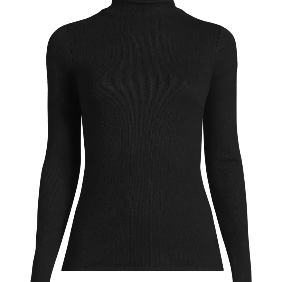 Women's Drapey Rib Skimming Long Sleeve Mock Neck