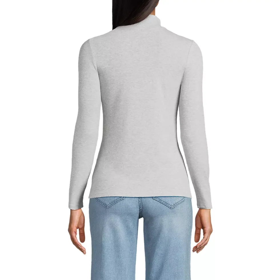 Women's Drapey Rib Skimming Long Sleeve Mock Neck