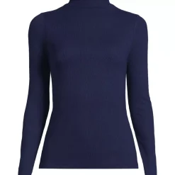Women's Drapey Rib Skimming Long Sleeve Mock Neck