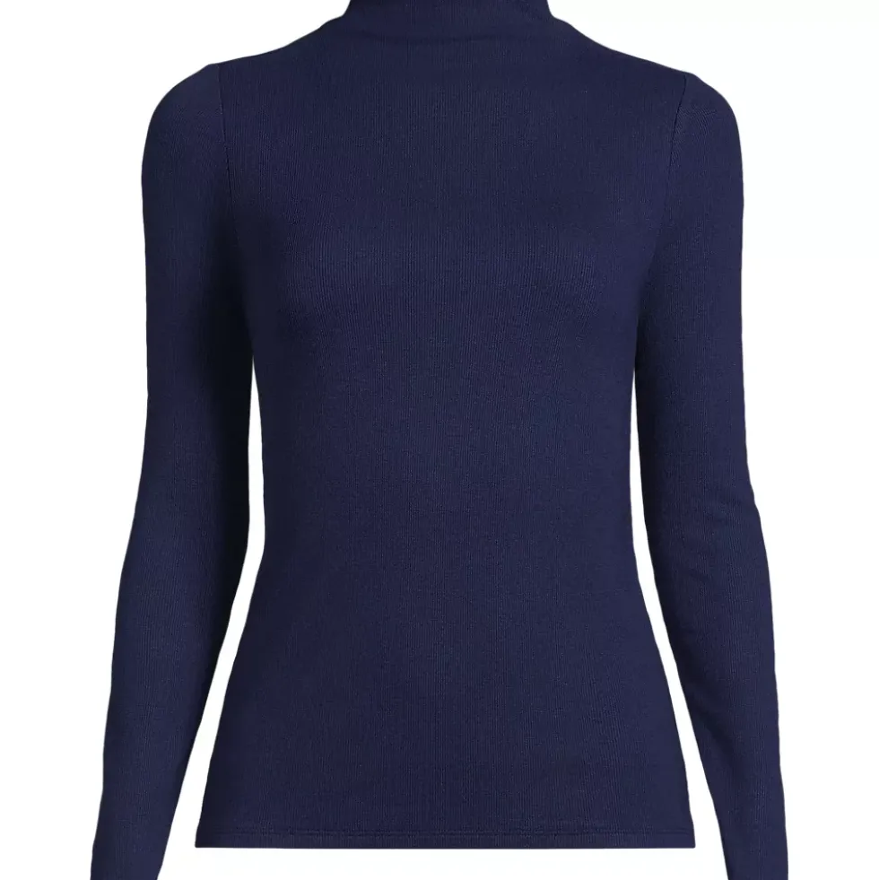 Women's Drapey Rib Skimming Long Sleeve Mock Neck
