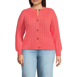 Women's Drifter Classic Cable Crew Neck Cardigan Sweater