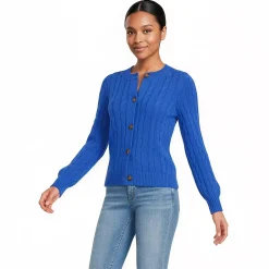 Women's Drifter Classic Cable Crew Neck Cardigan Sweater