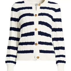 Women's Drifter Classic Cable Crew Neck Cardigan Sweater