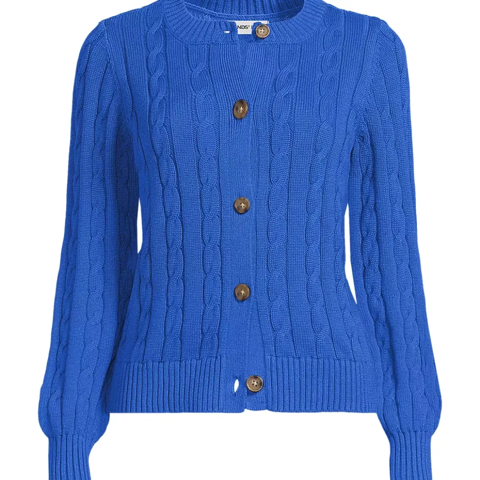 Women's Drifter Classic Cable Crew Neck Cardigan Sweater