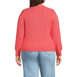 Women's Drifter Classic Cable Crew Neck Cardigan Sweater