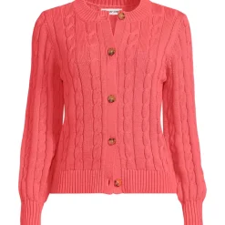Women's Drifter Classic Cable Crew Neck Cardigan Sweater
