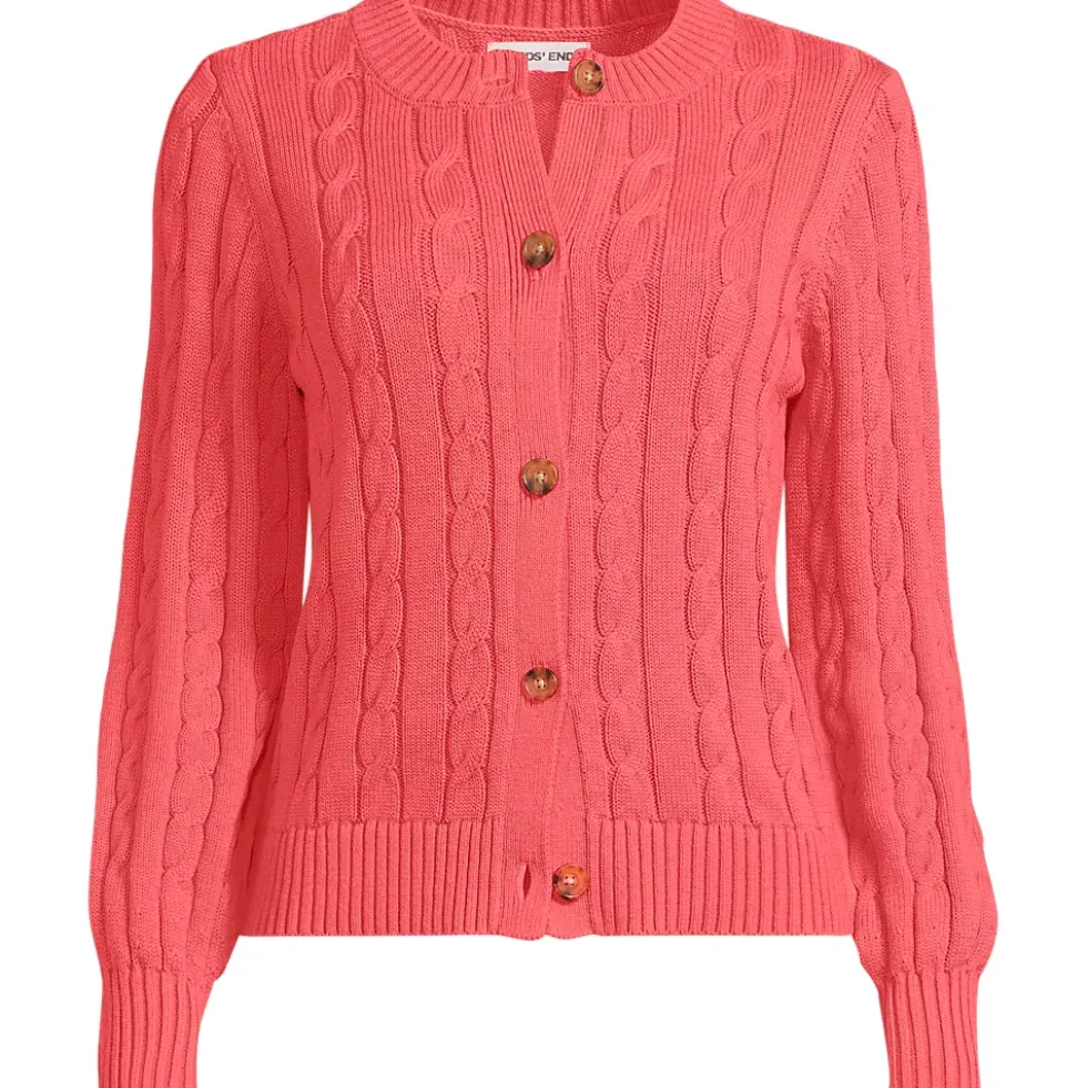 Women's Drifter Classic Cable Crew Neck Cardigan Sweater