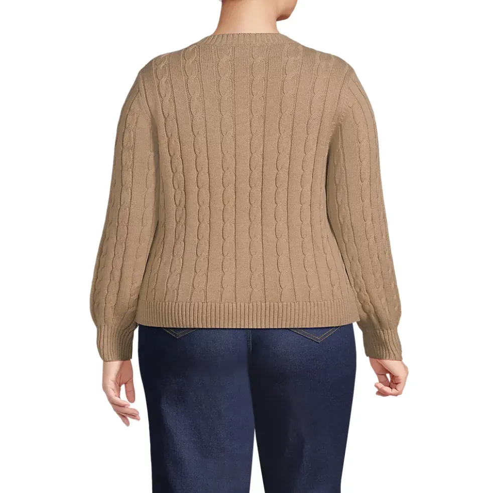 Women's Drifter Classic Cable Crew Neck Cardigan Sweater