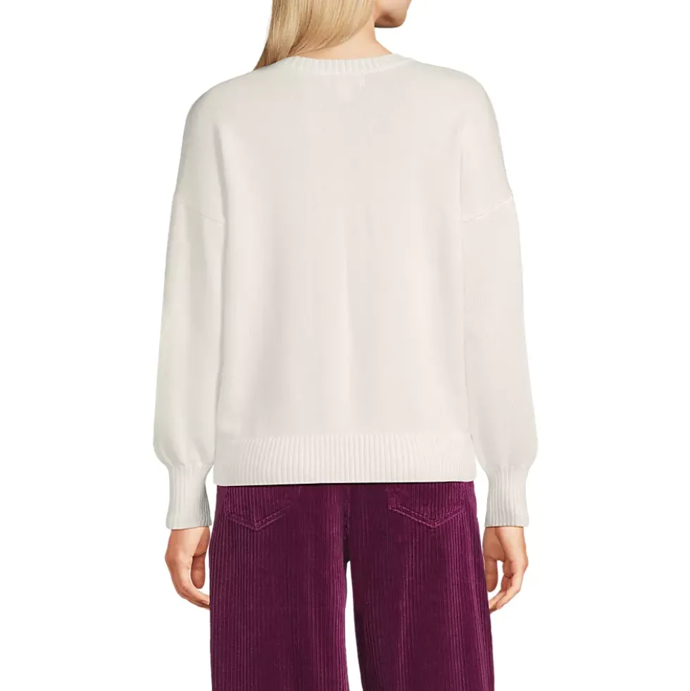 Womens Drifter Drop Shoulder Placed Jacquard Crew Neck Sweater