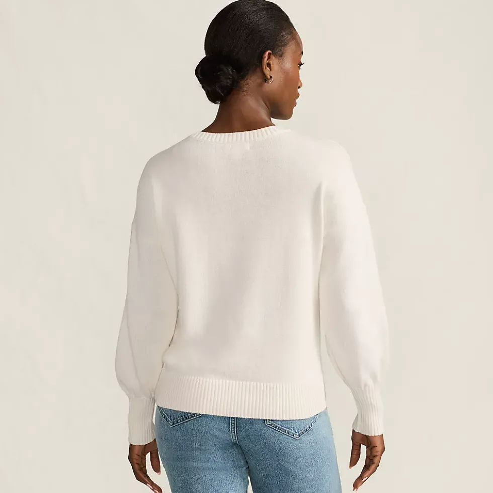 Womens Drifter Drop Shoulder Placed Jacquard Crew Neck Sweater