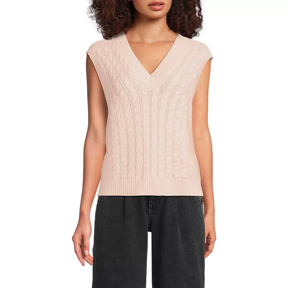 Women's Drifter Modern Cable V Neck Vest Sweater
