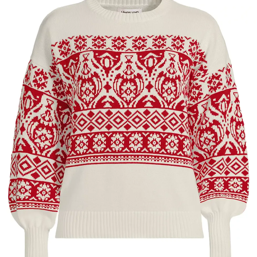 Women's Drifter Placed Jacquard Jersey Crew Neck Sweater