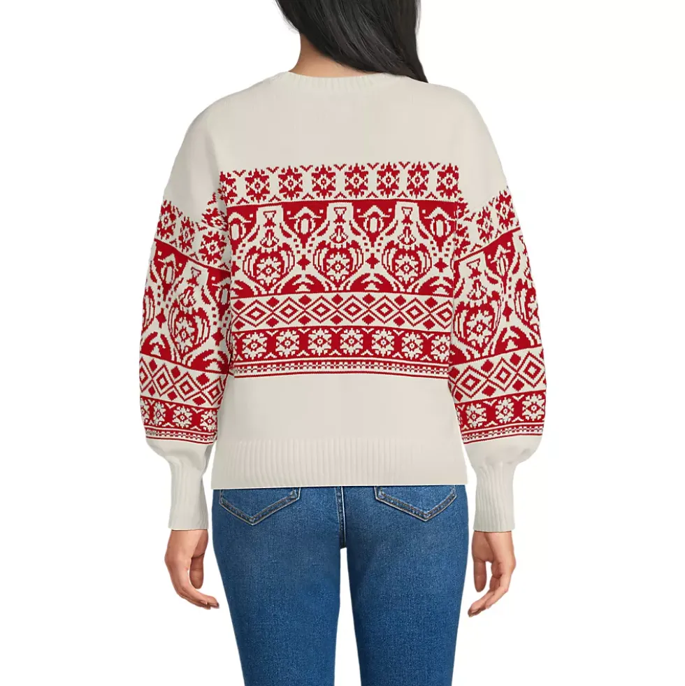 Women's Drifter Placed Jacquard Jersey Crew Neck Sweater