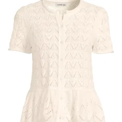 Women's Drifter Pointelle Ruffle Hem Cardigan Sweater