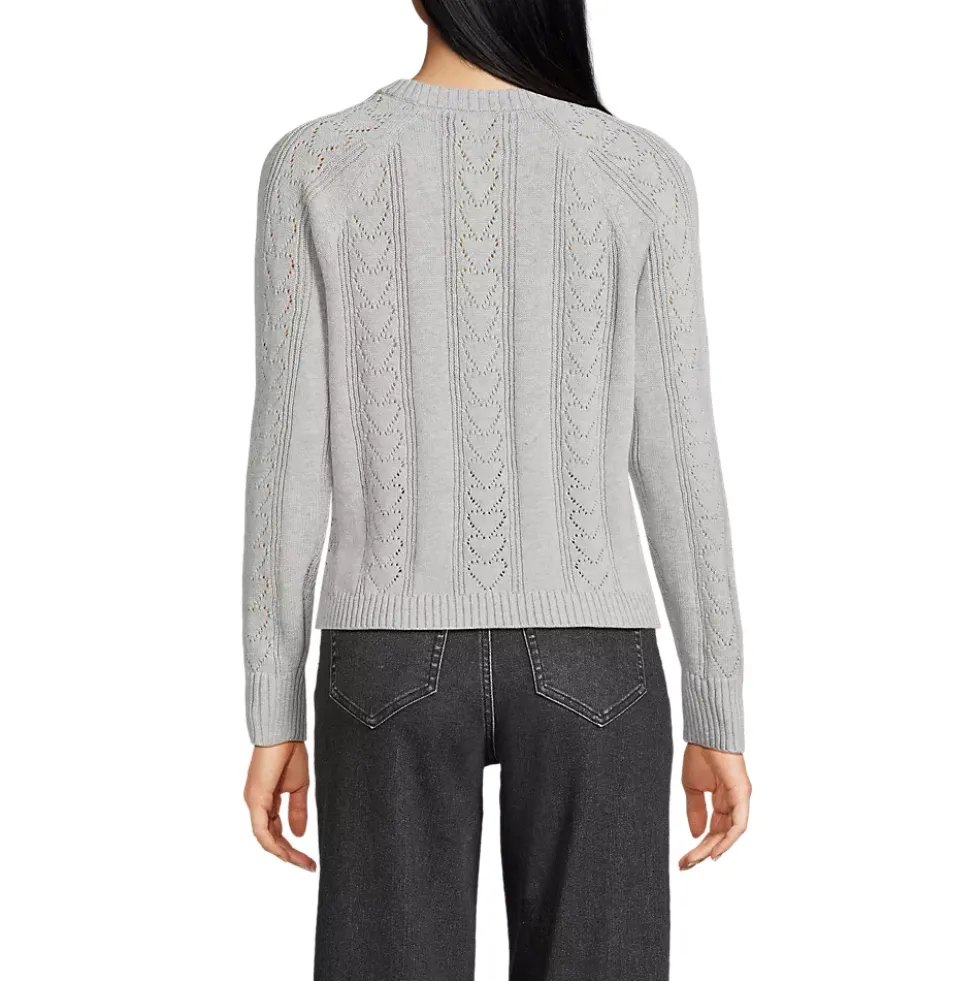 Women's Drifter Raglan Pointelle Crew Neck Sweater