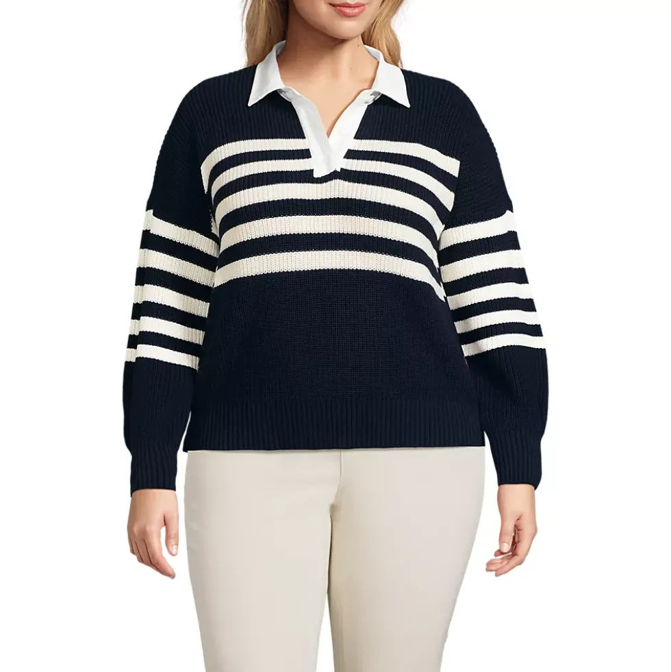 Women's Drifter Rugby with Woven Collar Sweater