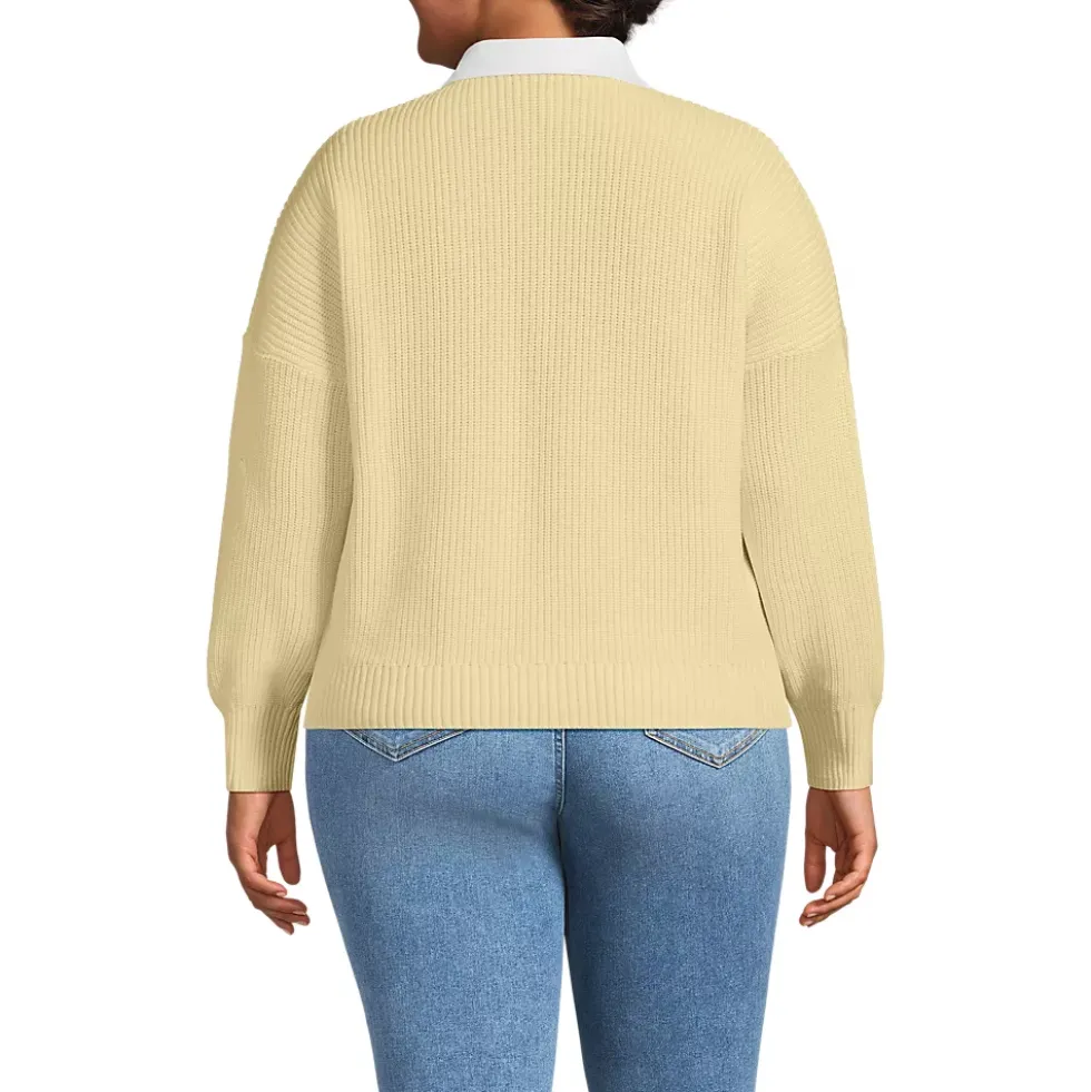 Women's Drifter Rugby with Woven Collar Sweater
