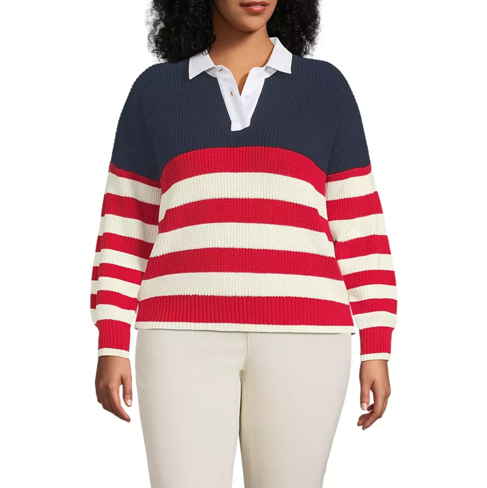 Women's Drifter Rugby with Woven Collar Sweater